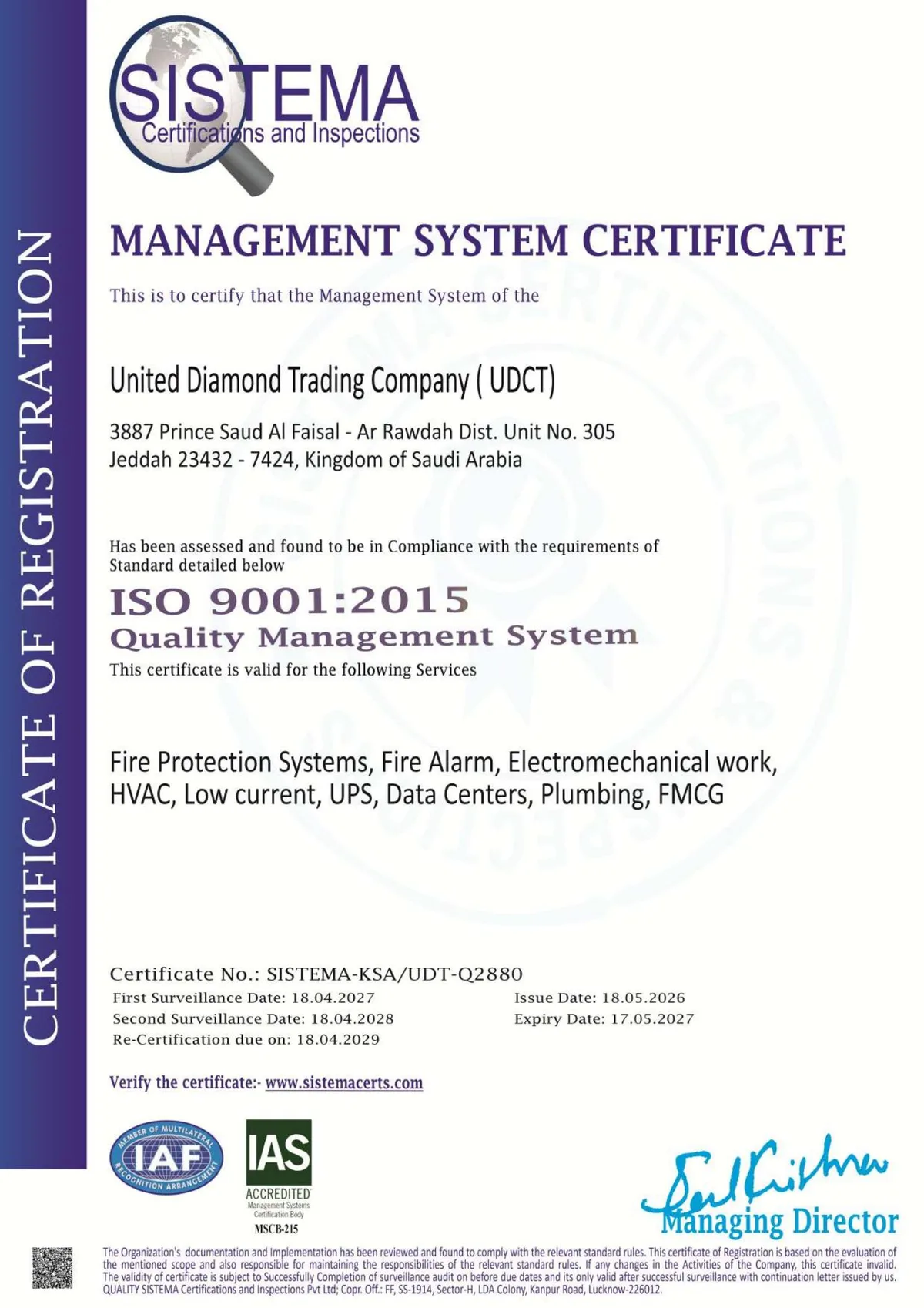 ISO 9001:2015 certificate